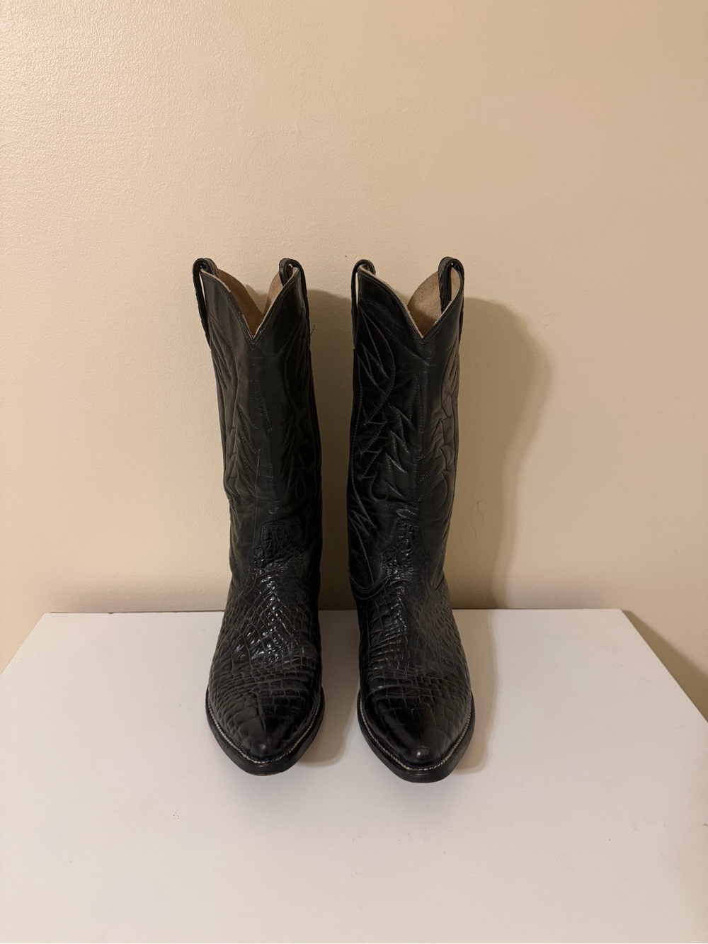 Laredo Black Embossed Leather Western Cowboy Boots